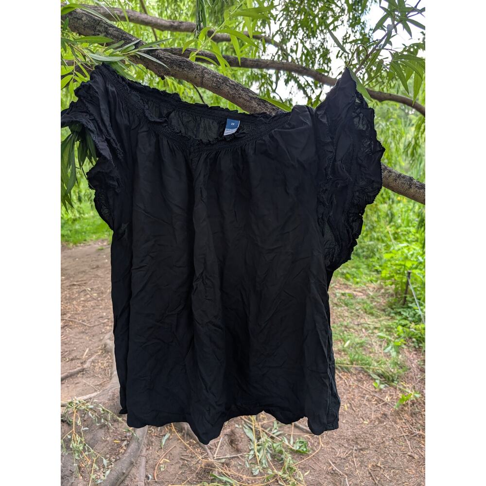 Blouse Top Women's Plus Size 2X Black